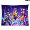 Demon Hunters Kpop Wall Tapestry Aesthetic Wall Hanging Printed Fabric Blanket Decorative Tapestries for Bedroom Living Room Home Decor