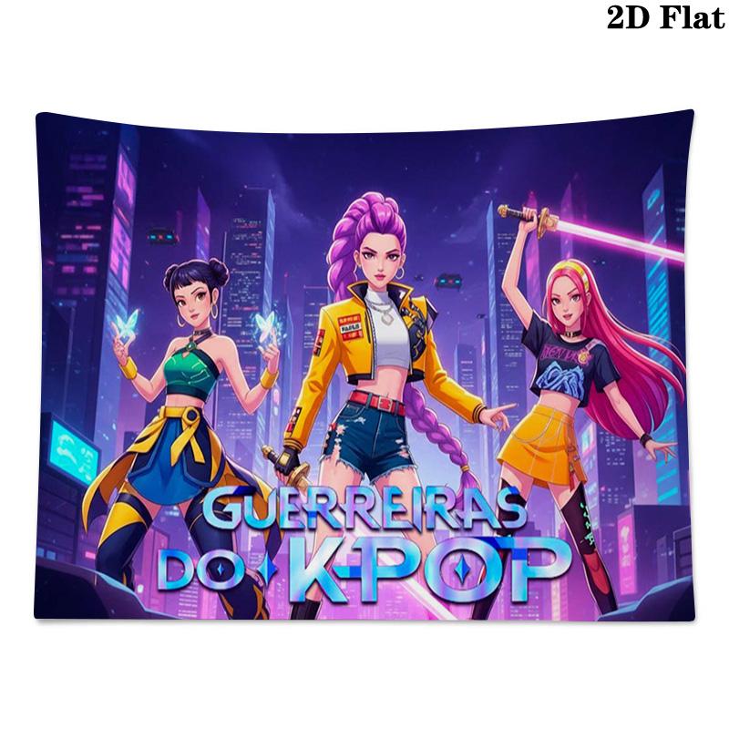 Demon Hunters Kpop Wall Tapestry Aesthetic Wall Hanging Printed Fabric Blanket Decorative Tapestries for Bedroom Living Room Home Decor