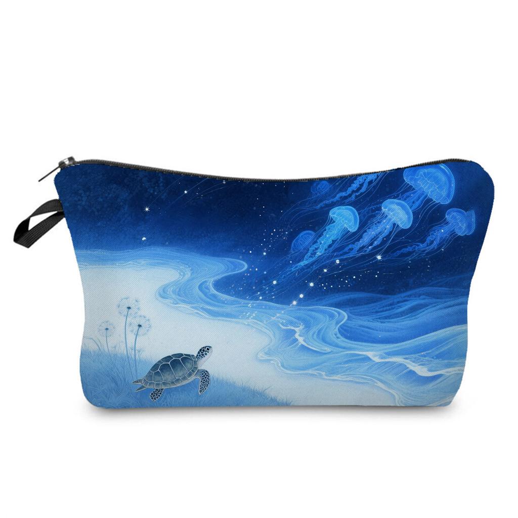 Sea Life Printed Cosmetic Bag, Travel Nail Polish Storage Bag, Classic Versatile Wash Bag