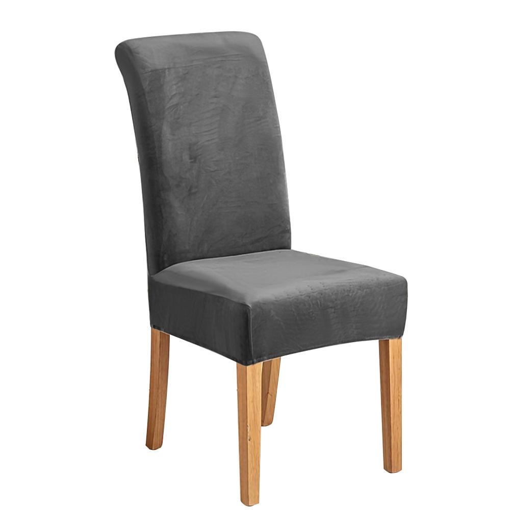 Elastic Velvet Soft Dining Chair Covers Washable Chair Slipcover Protector Thick Solid Color Chair Case Restaurant Kitchen 1PC