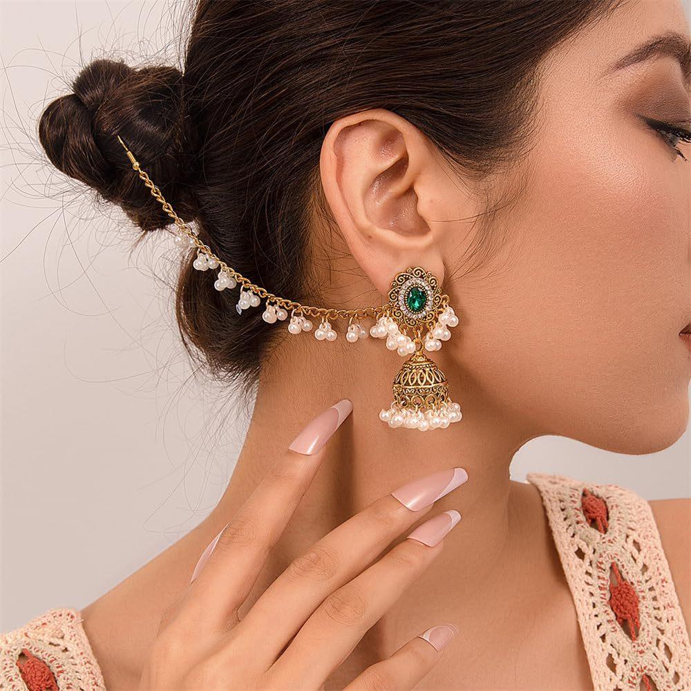 Bohemian Ethnic Tassel Earrings for Women , Retro Chic Light Fashion Stud Earrings , Titanium Alloy зелёный