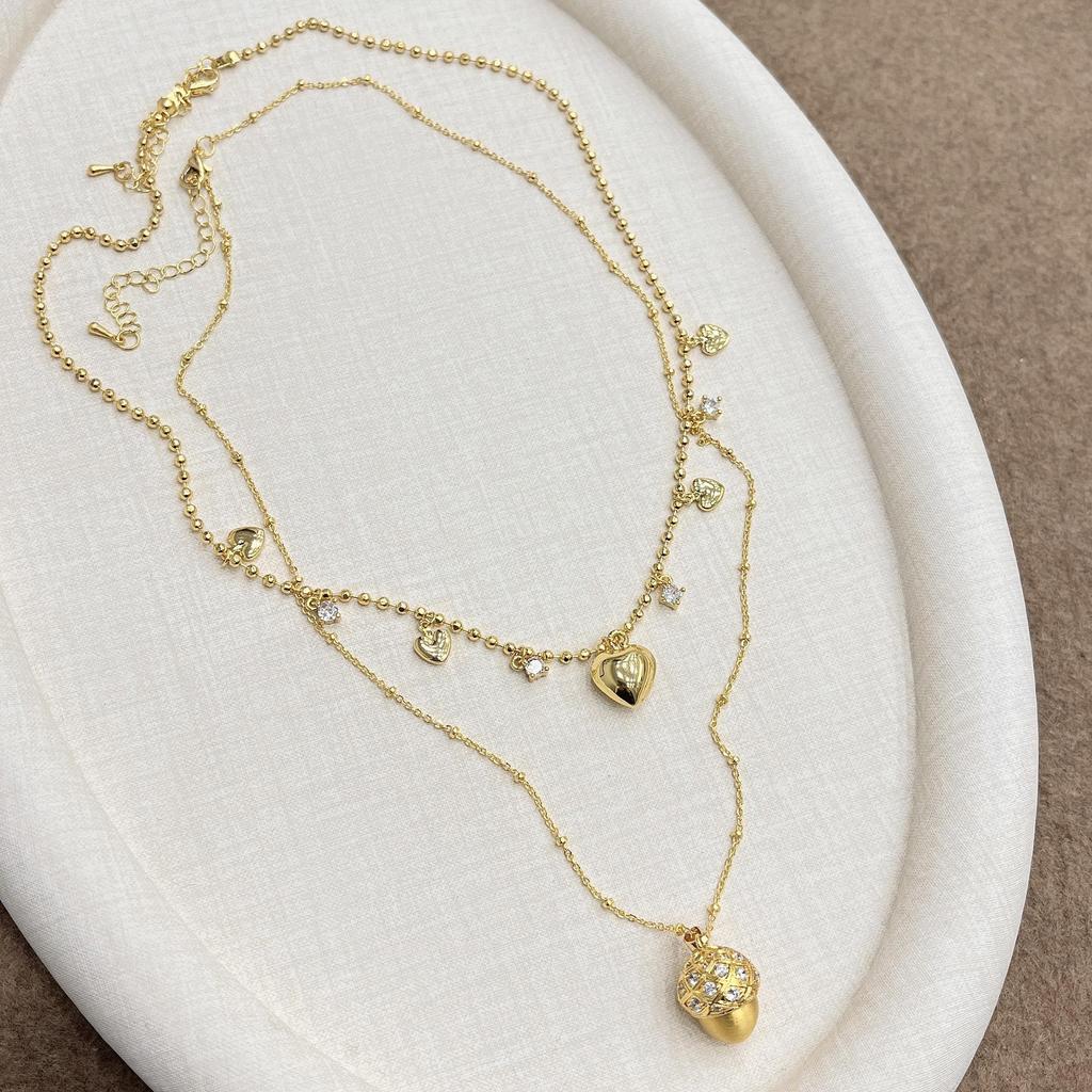 Franskt Retro Zirkon Kotte Halsband - Borstad Medeltida Stil, High-End, Mångsidigt, Elegant.