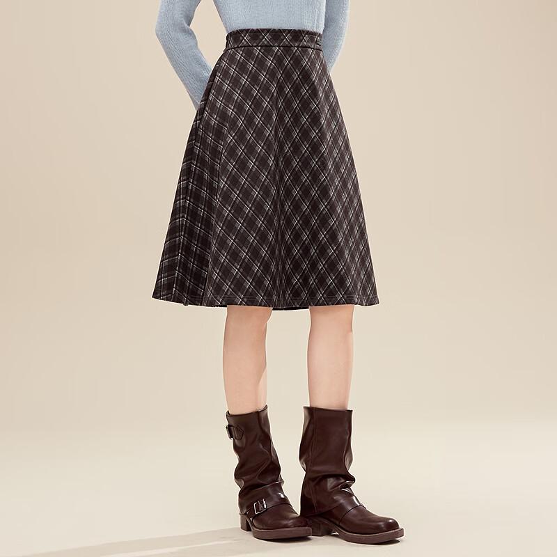 BETU Women's 2025 Winter Plaid A-line Skirt