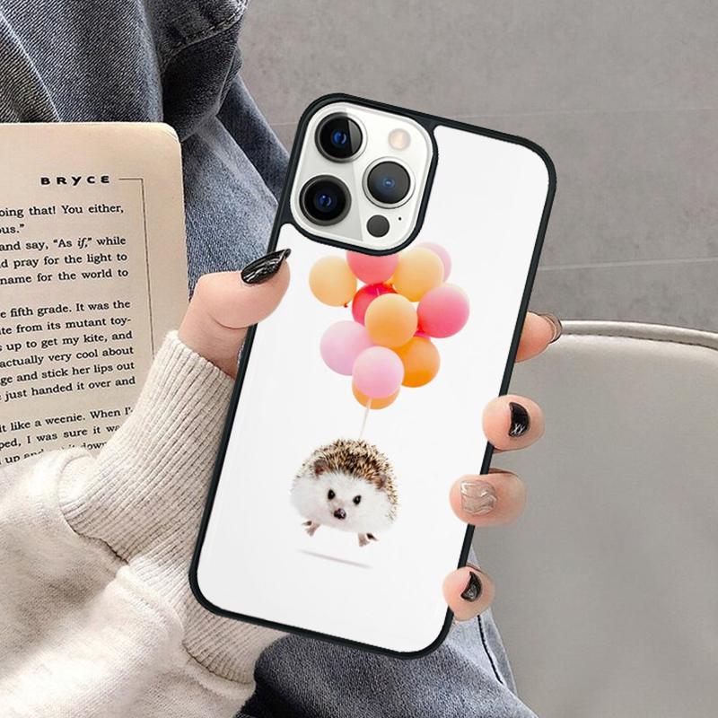 Hedgehog and Balloon Phone Case for iPhone 17 Air 16 16e 15 Plus for Apple 13 11 12 14 Pro Max Cover coque Shell