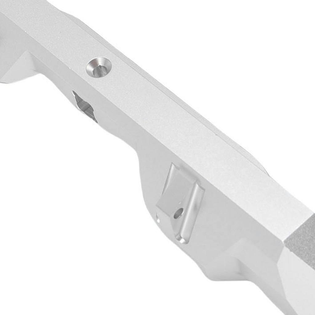 RC Rear Bumper with Trailer Hitch Silver Aluminum Alloy RC Crawler Car Rear Bumper for Replacement