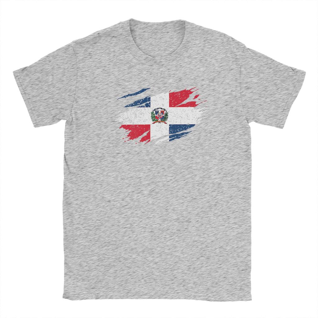 Dominikanische Republik Flagge 100% Baumwolle T-Shirt Für Unisex Sommer Y2K Lustige T-Shirts Rundhals Mode T-Shirts Übergroße Kleidung