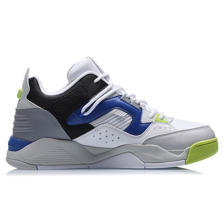 Li-Ning Synthetic Leather Shock Absorbing Non-Slip Wear-Resistant Supportive Mid-Top Retro Basketball Shoes Men Sneakers White Black Gray AGBR025-1