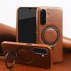 Magnetic Bracket Ring Genuine Leather Case For Samsung Galaxy A17 A07 A36 A16 A26 A56 A55 A35 A13 A06 A34 A54 Phone Back Cover