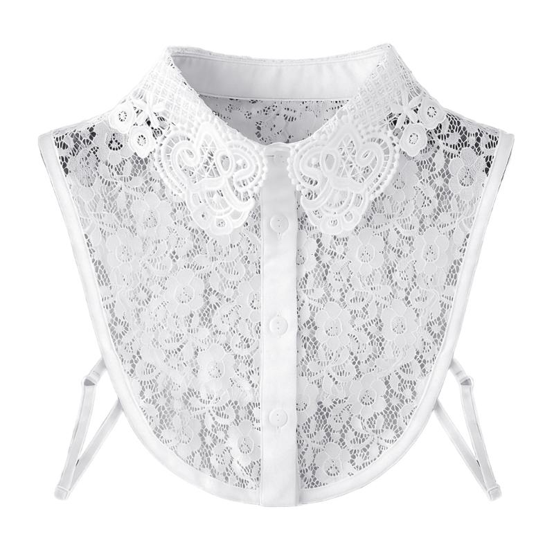 Elegant Detachable Lace Collar For Women Soft Mesh Fabric Easy To Wear Perfect For Office And Party Outfits
