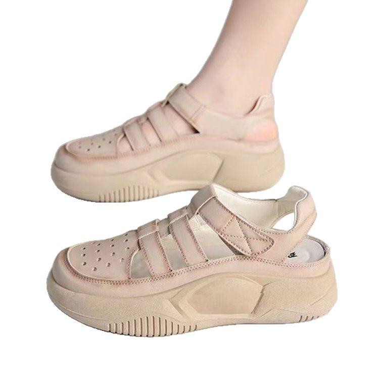 2025 Summer New Roman Shoes Fashion Platform Casual Sports Sandals Women's Bag Head Hollow Versatile Hole Shoes