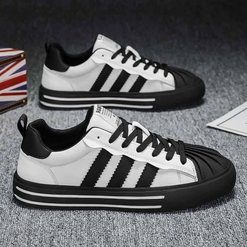 Men's shoes 2025 spring new leather soft sole shell head flat shoes men's outdoor non-slip sports casual trendy shoes