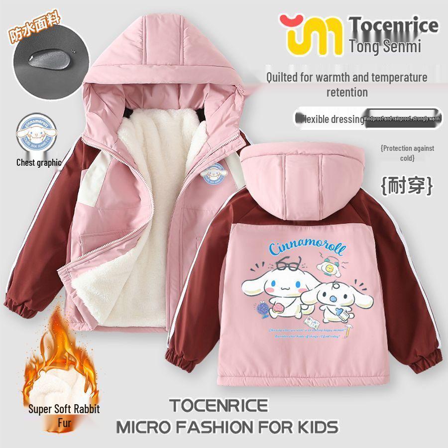 Cinnamoroll Girls  Windproof Jacket: Fleece-Lined Thick Medium to Large Children s Parka for Autumn/Winter 2026. 150cm