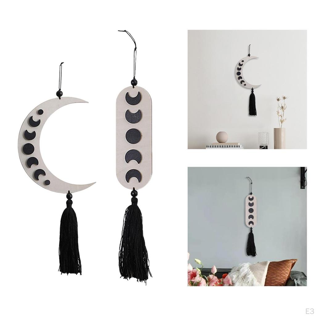 Phases Wooden Wall Hanging Garland Boho Decoration for on The Wall, Shelf, Bedpost, Mirror,