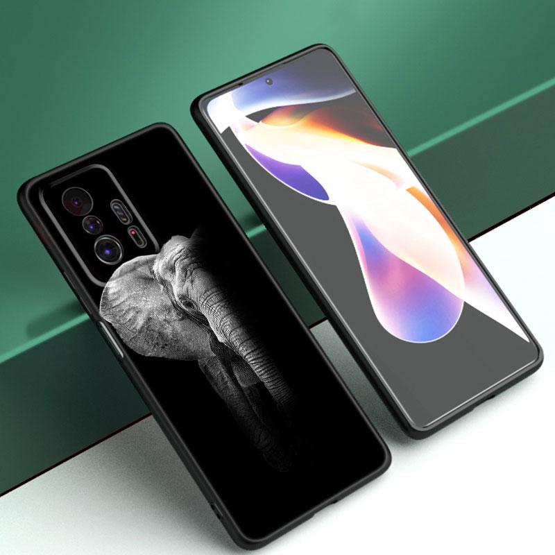 Animal Elephant Black Silicone Phone Case For Xiaomi Mi 9 SE 8 10T 11 12 13 Lite 9T 11T 12S 12T 13T 14 Pro 5G NE 11i 12X