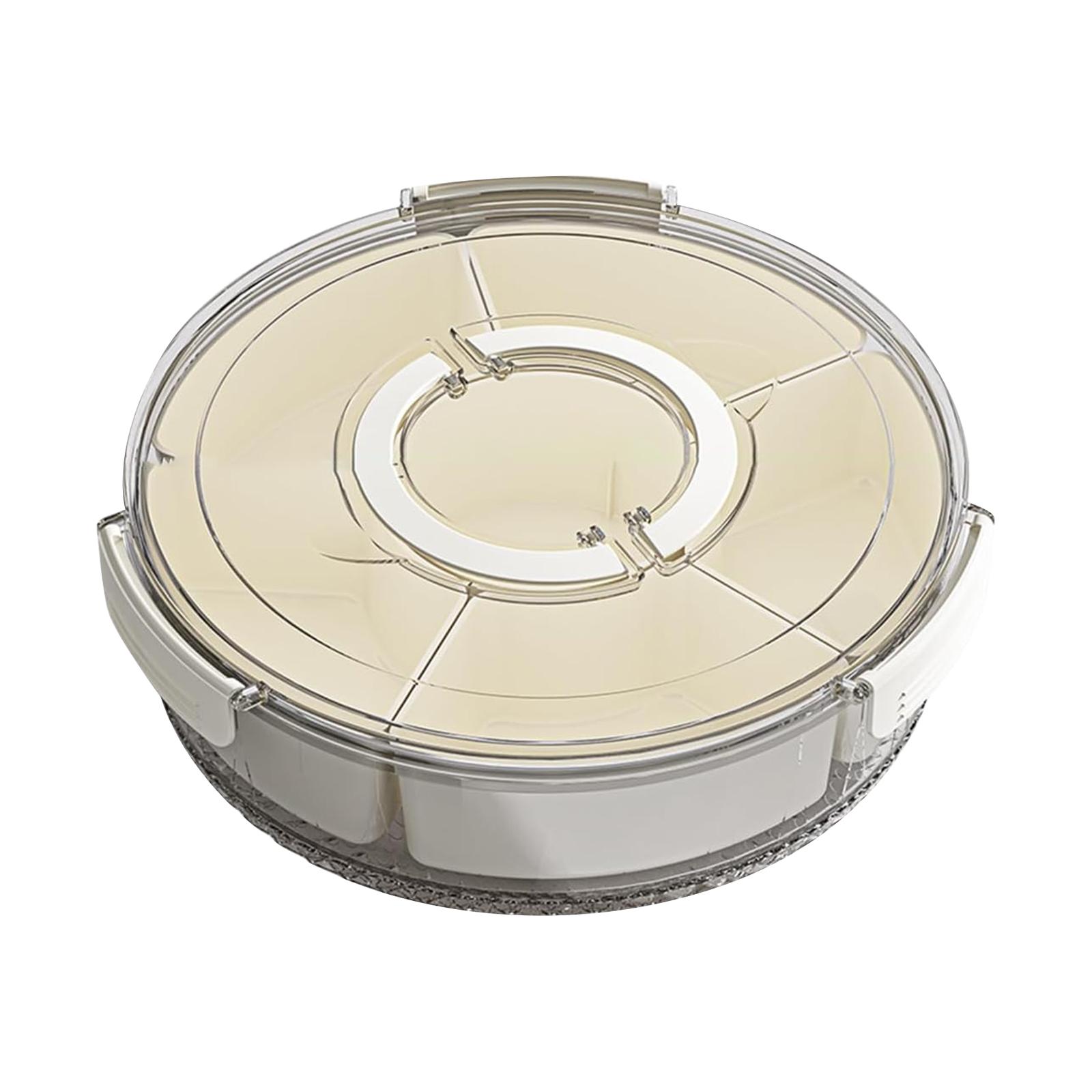 

Rotatable 6-Compartment Kitchen Spice Storage Box with Handle Airtight Seal Container for Organizing Herbs Seasonings and Small Ingredients One Size