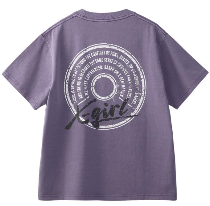 X-girl Pigment Dyed Circle Text Logo Short Sleeve Tee, Size 105253011016, Purple, Medium