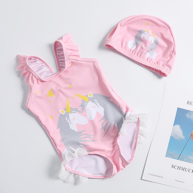 

Купальник для девочки «Черный лебедь» с шапочкой для плавания – Милый слитный купальник для младенцев XXL（Size 130 120-130cm 5-6 years old）