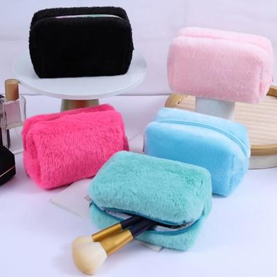 Nová barva Candy Color Simple Fashion Plyšová Spojka Kosmetická taštička Přenosná taštička na make-up Pouzdro na toaletní tašku Cestovní organizér na make-up