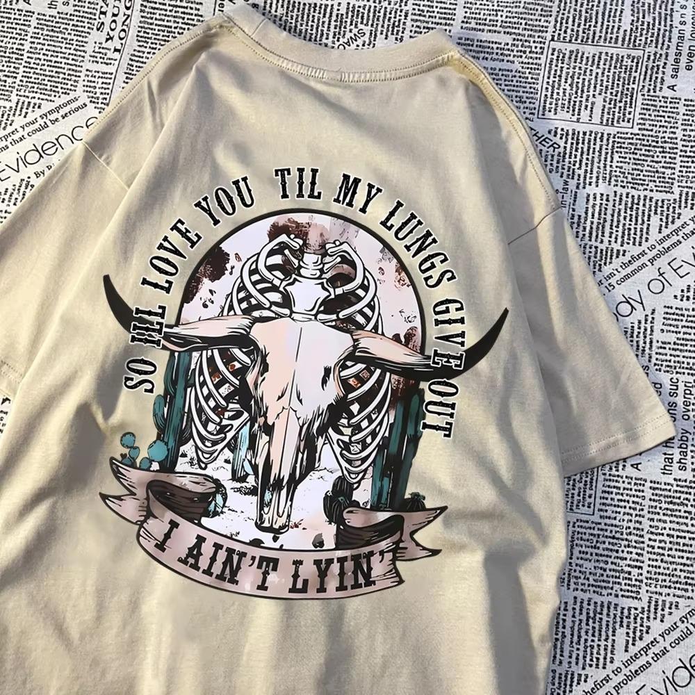 0Quindi ti amerò finché i miei polmoni non si esauriranno Magliette da uomo e donna Moda Estiva Magliette Anime Traspiranti Maglietta in Cotone Hip Hop Streetwear