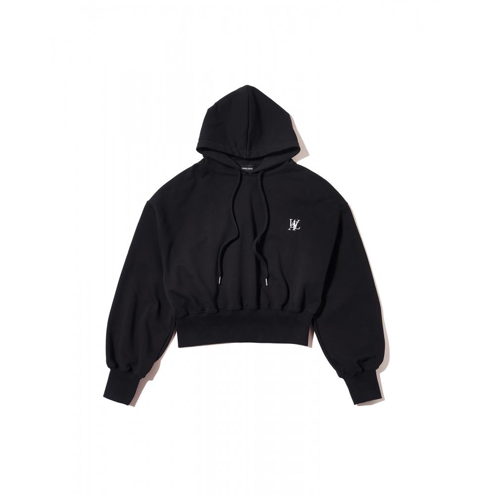 

WOOALONG Signature easy crop hoodie BLACK