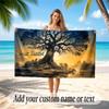 Tree of Life Theme Beach Towel Personalized Custom Name & Text Soft Quick Dry Beach Towel for Swimming Travel