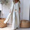 Women Autumn Tracksuits Pant Sets Fashion Casual Set Solid Tank Cardigans Wide Leg Trousers Suit