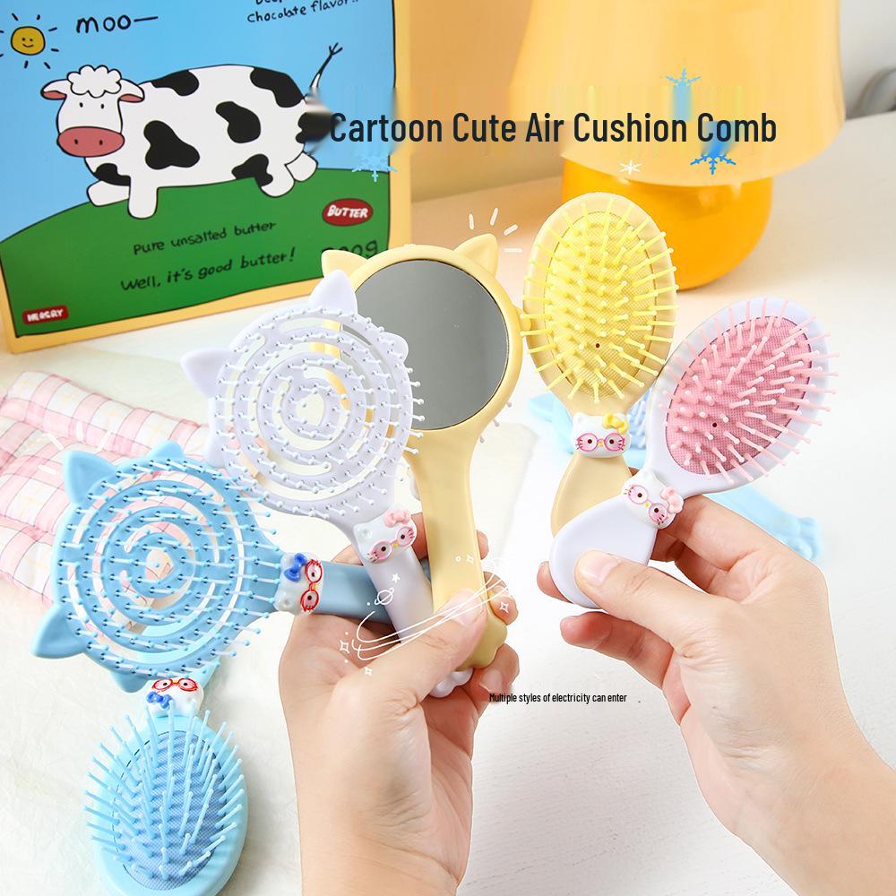 Cartoon Cat Paw Cushion Comb: Cute, Soft, Portable Travel Brush with Heart Massage Design