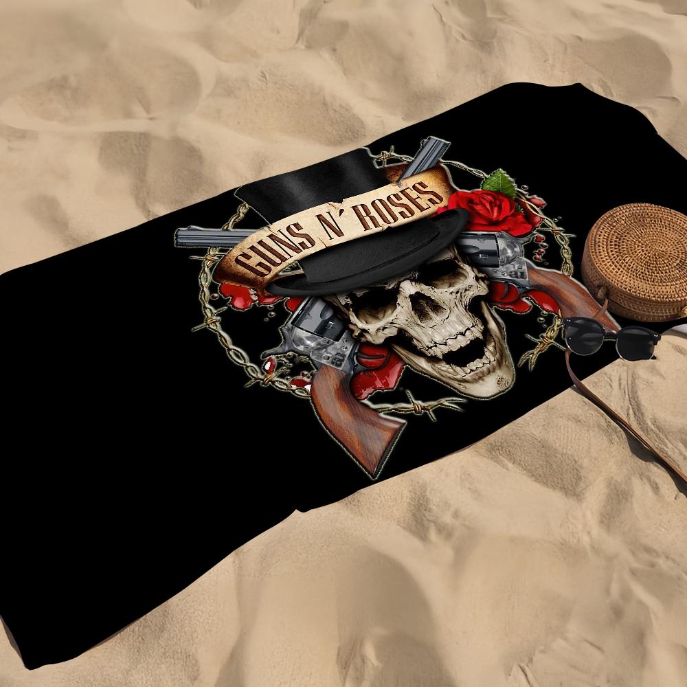 Asciugamano da Spiaggia Rock Skull dei Guns N Roses, Asciugamano da Spiaggia Grande, Asciugamano ad Asciugatura Rapida, Assorbente, Morbido, per Nuoto, Spiaggia, Uomini, Donne
