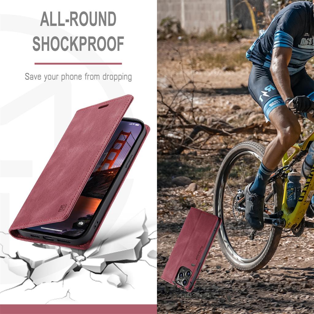 For iPhone 14 Pro Vintage Leather Flip Wallet Case with RFID Blocking Card Slot, Matte Retro Folio Cover for Women Men (4 Colors)