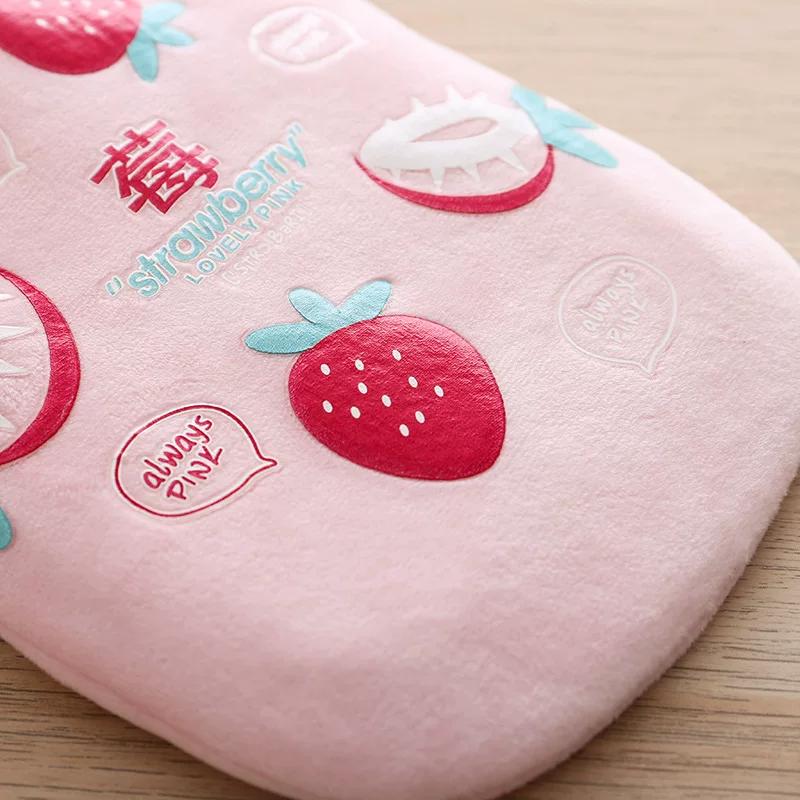 Plush Hot Water Bottle Cover Cartoon Fruit Design Thickened Rubber Water-Filled Explosion-Proof Removable Washable Warm Water Bag