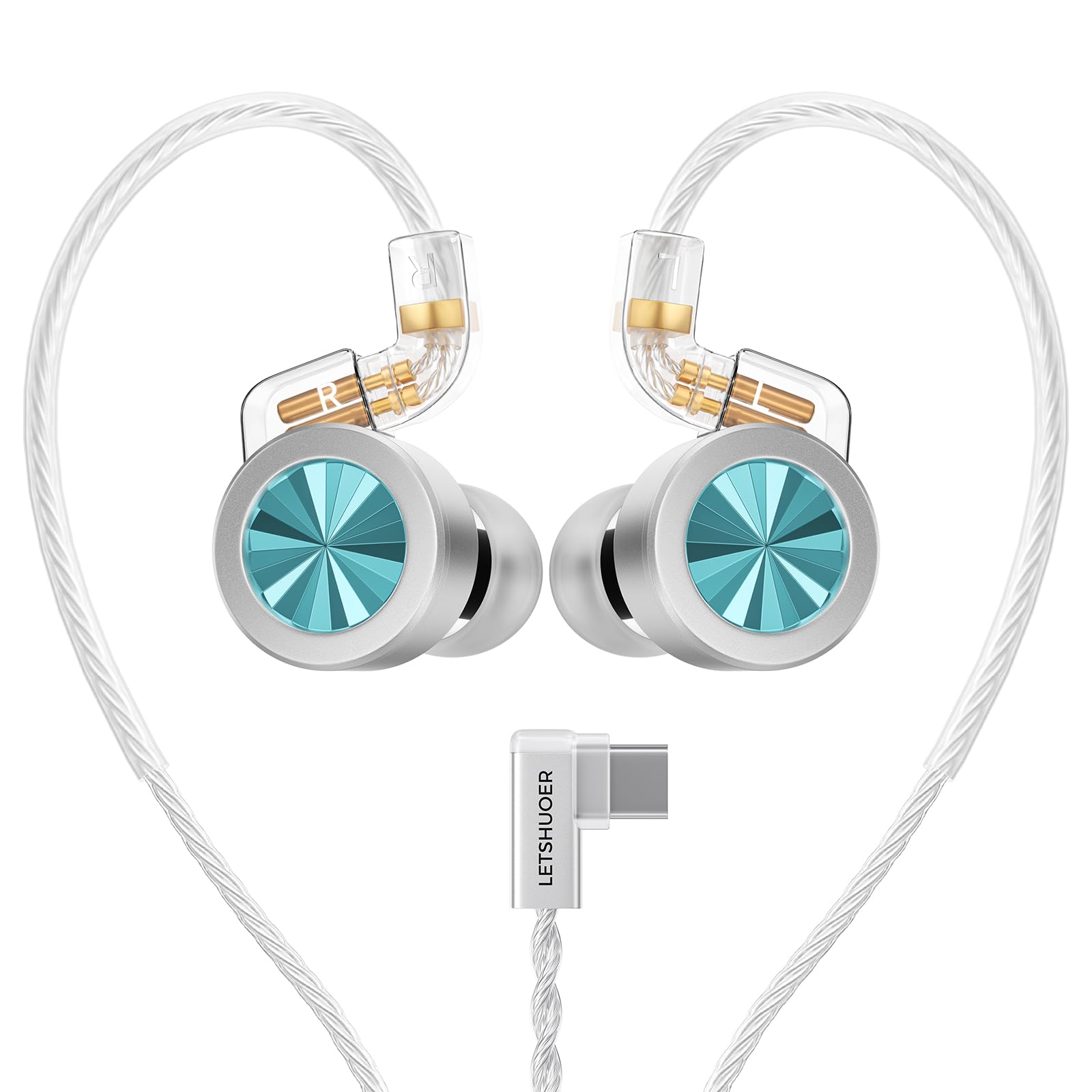 

LETSHUOER Wired magnetic circuit 11mm dynamic suitable for video and with replaceable HiRes certified D02 Earphones Dual-layer & double-chamber