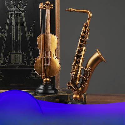 Pryskyřice Evropské Hudební Nástroje Řemesla Housle Saxofon Pokoj Stolní Ozdoby Domácí Hudební Umělecké Dílo