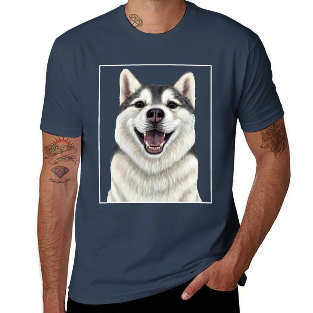 Siberian Husky Up Close Dog Tshirt Big Size Loose Fit Tee Shirt