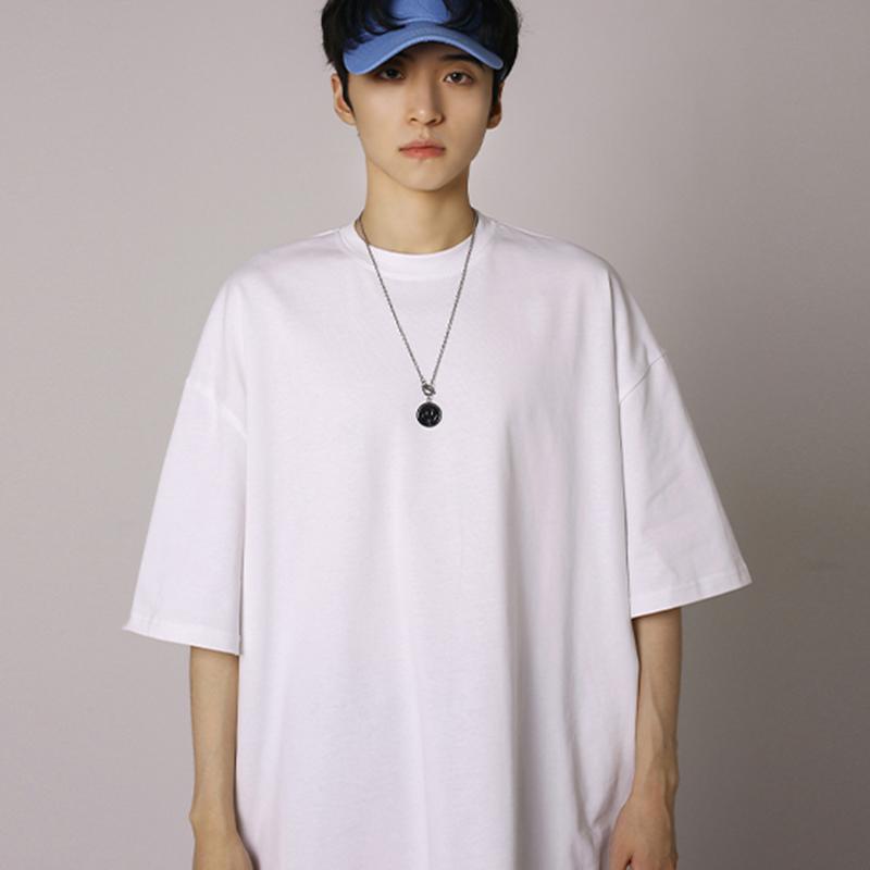 IELGY однотонная свободная футболка с короткими рукавами базовая мужская футболка S белый 1378₽