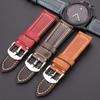 20mm 22mm 24mm 26mm First Layer Oil Wax Cowhide Padded Leather Watch Strap Screw-in Stainless Buckle Vintage Style Band