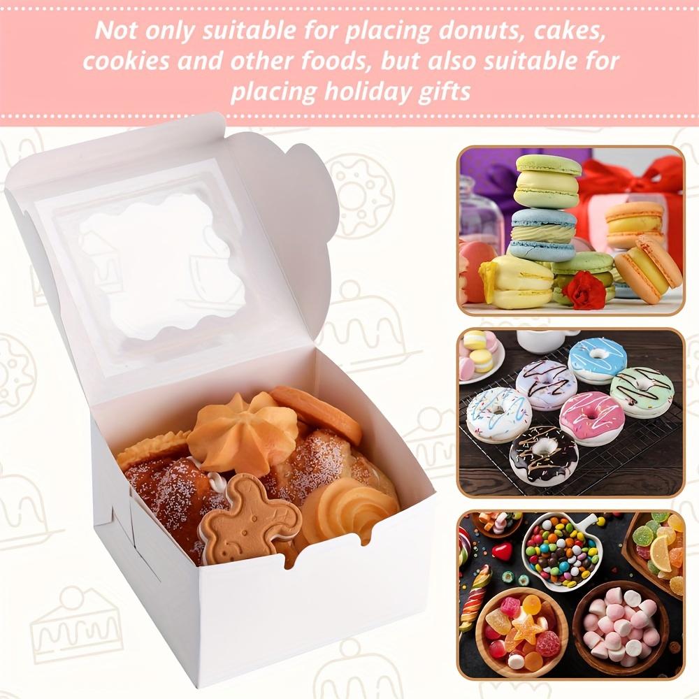 30 Stück Weiße Bäckereikartons Mini-Kuchenboxen Keksdose mit Fenster Kleine Geschenkboxen für Kekse Gebäck Donut enthalten