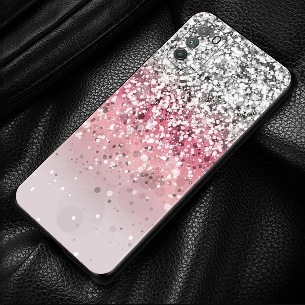 Gold Rosa Rose Glitzer Herzen Hülle Für Xiaomi Mi Poco X3 Pro F3 X3 GT M3 X3 NFC F1 M3 Pro 5G F3 GT Schwarze Hülle Coque Shell