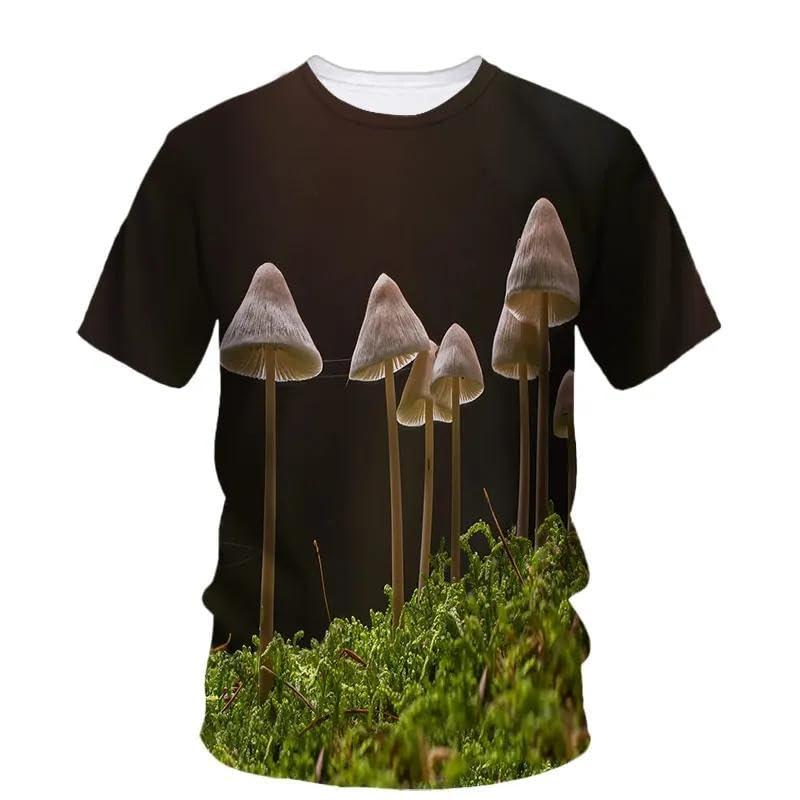 

Men s T-Shirt 3D Print Natural Mushroom Graphic T Shirt For Men Women Streetwear Crew Neck Short Sleeve 4XL