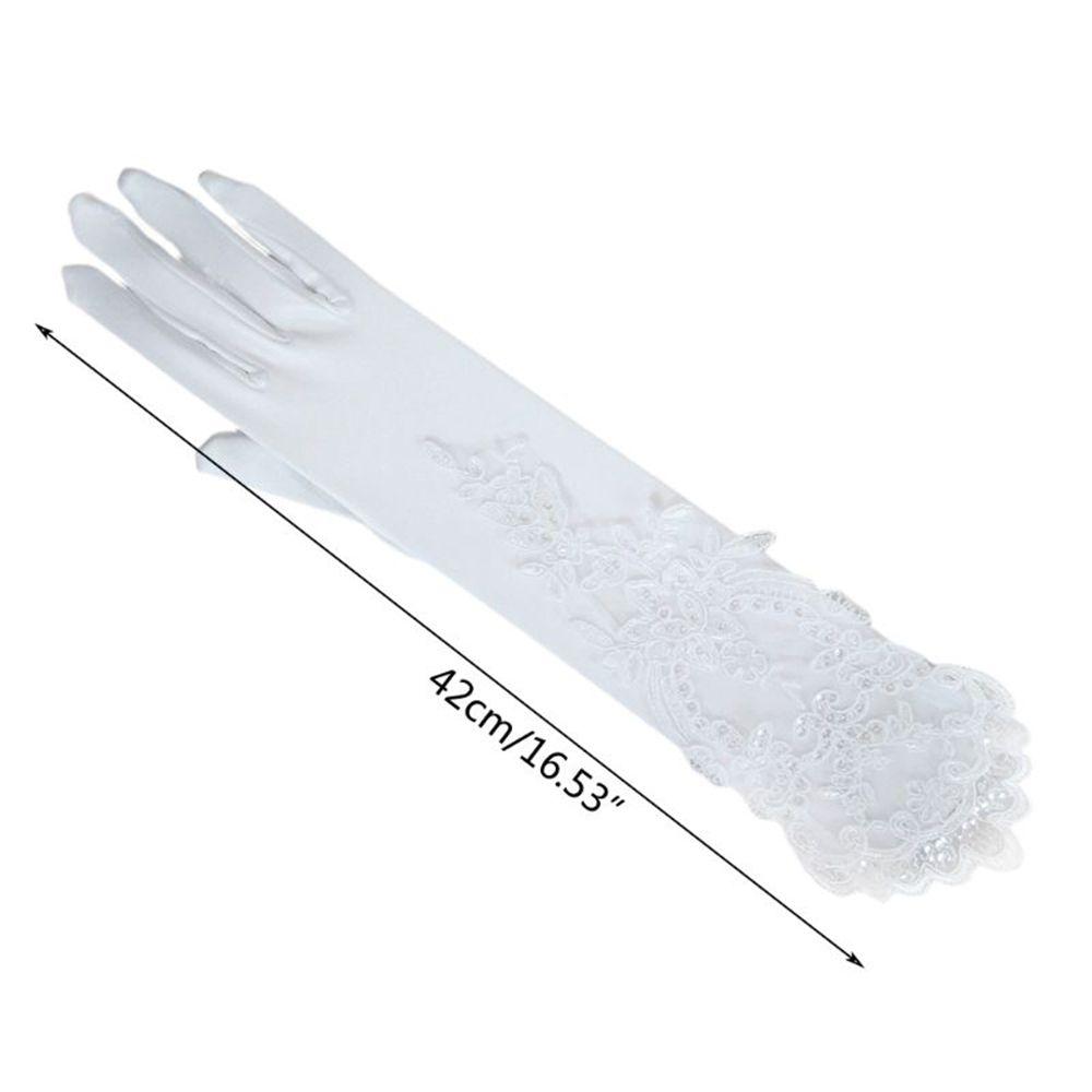 Wedding Accessories Banquet Floral Satin Mittens Elbow Length Full Finger Gloves Long Gloves
