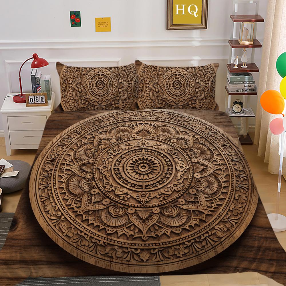 Mandala Printed Bedspreads Twin Size Microfiber Bedding Cover Cool Boy Fashion Duvet Cover Set Bedroom Decor