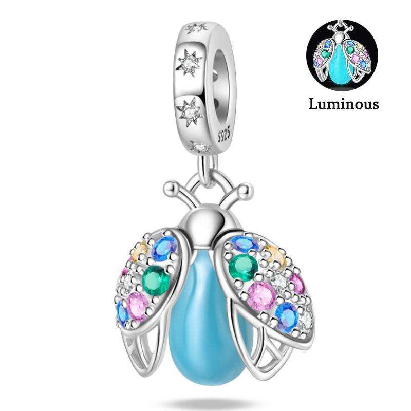 Charm Bead Components Compatible With Pan Copper Metal Firefly Ocean Star Butterfly Glowing Changing Color Trendy Authentic Original Bracelets Do It