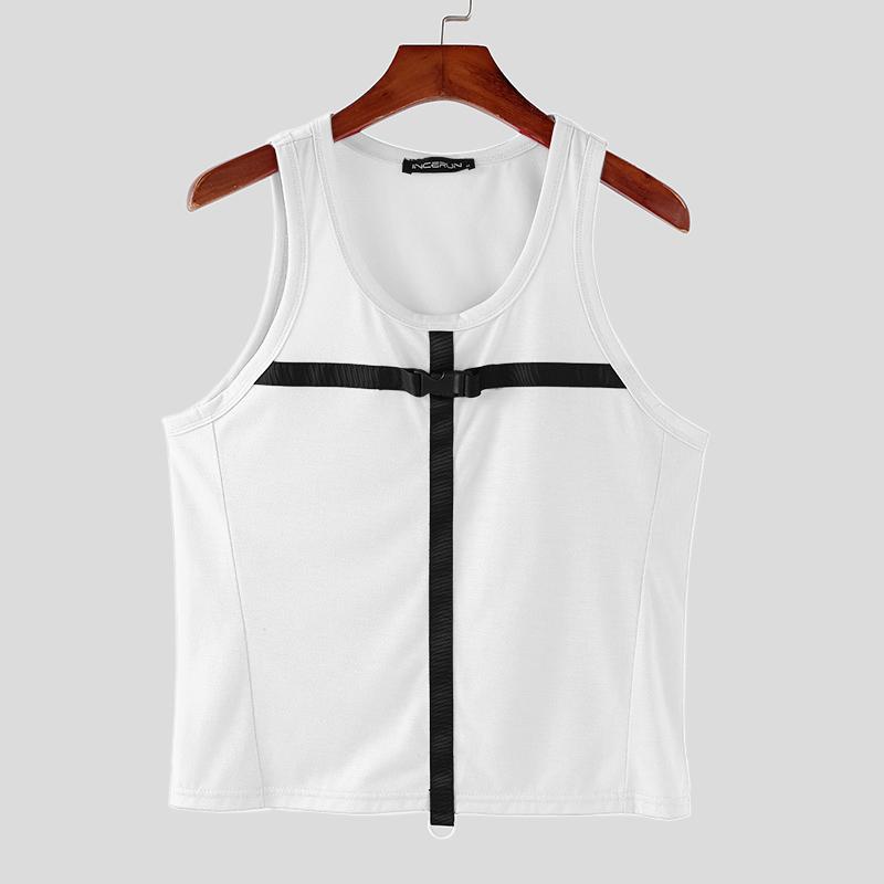 INCERUN Summer Men Strap Sleeveless T-shirts Racerback Tank Tops