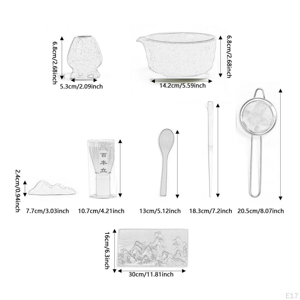 7 Pieces Matcha Whisk Set Bowl with Spout Gift for Tea Lovers Holder