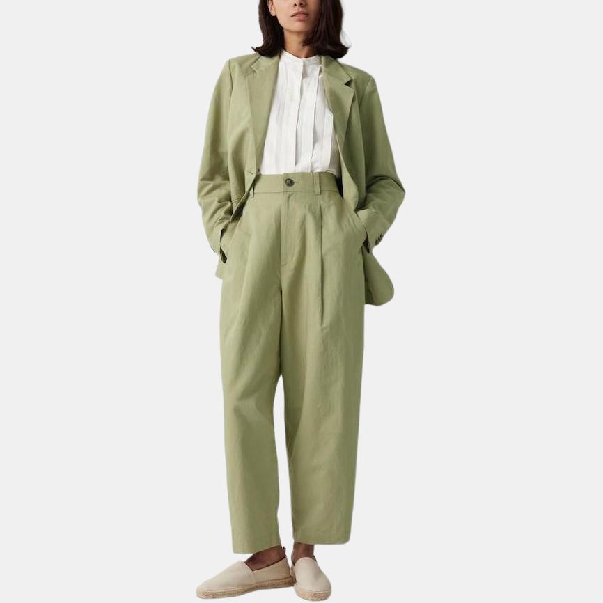 Uniqlo X Comptoir Des Cotonniers Collaboration SS24 Solid Color Blended Pleated Tapered Casual Pants Women pants 470937-51