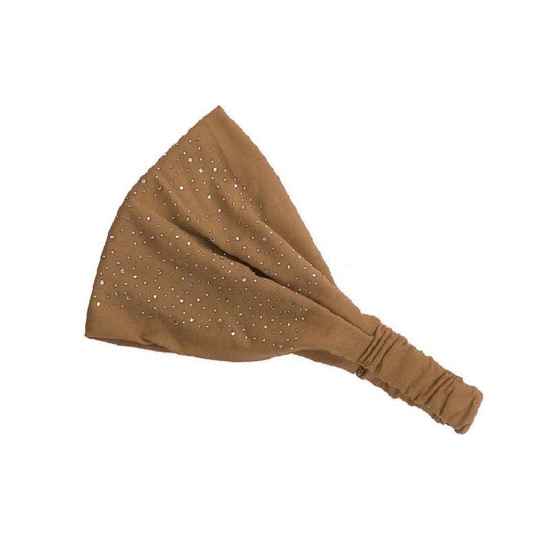 Einfarbiger Strass breiter Rand hinten elastisches Stirnband für Damen