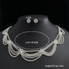 European and American full diamond fringe necklace stud earrings fashion fake collar elegant neck chain lady temperament light luxury bridal design
