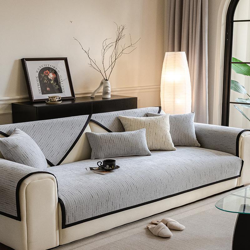 

Универсальная новая диванная подушка из синели с защитой от царапин, чехол для дивана, однотонное нескользящее полотенце на спинку дивана, полотенце 45x45 pillowcase1pc светло-серый