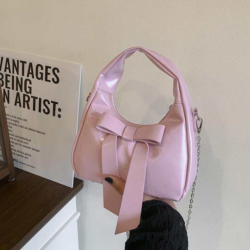 Niche Design Women's Bags, High-end Exquisite Underarm Bags, 2025 Spring New Contrasting Color Bow Shoulder Bag