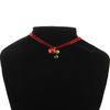 Classic Holiday Choker Necklace: Red Velvet Ribbon with Red, Yellow, Green Bells
