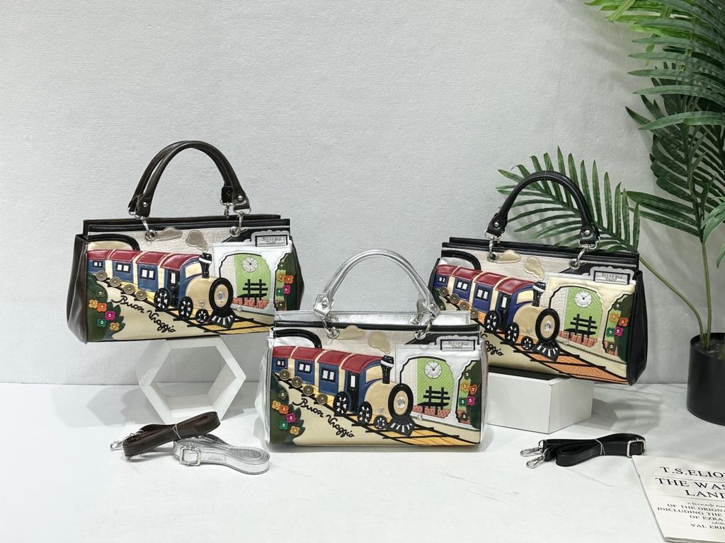 Tasche Damen Spleißkontrastfarbe Retro Handtasche Handgefertigt Kreativ Schulter Umhängetasche